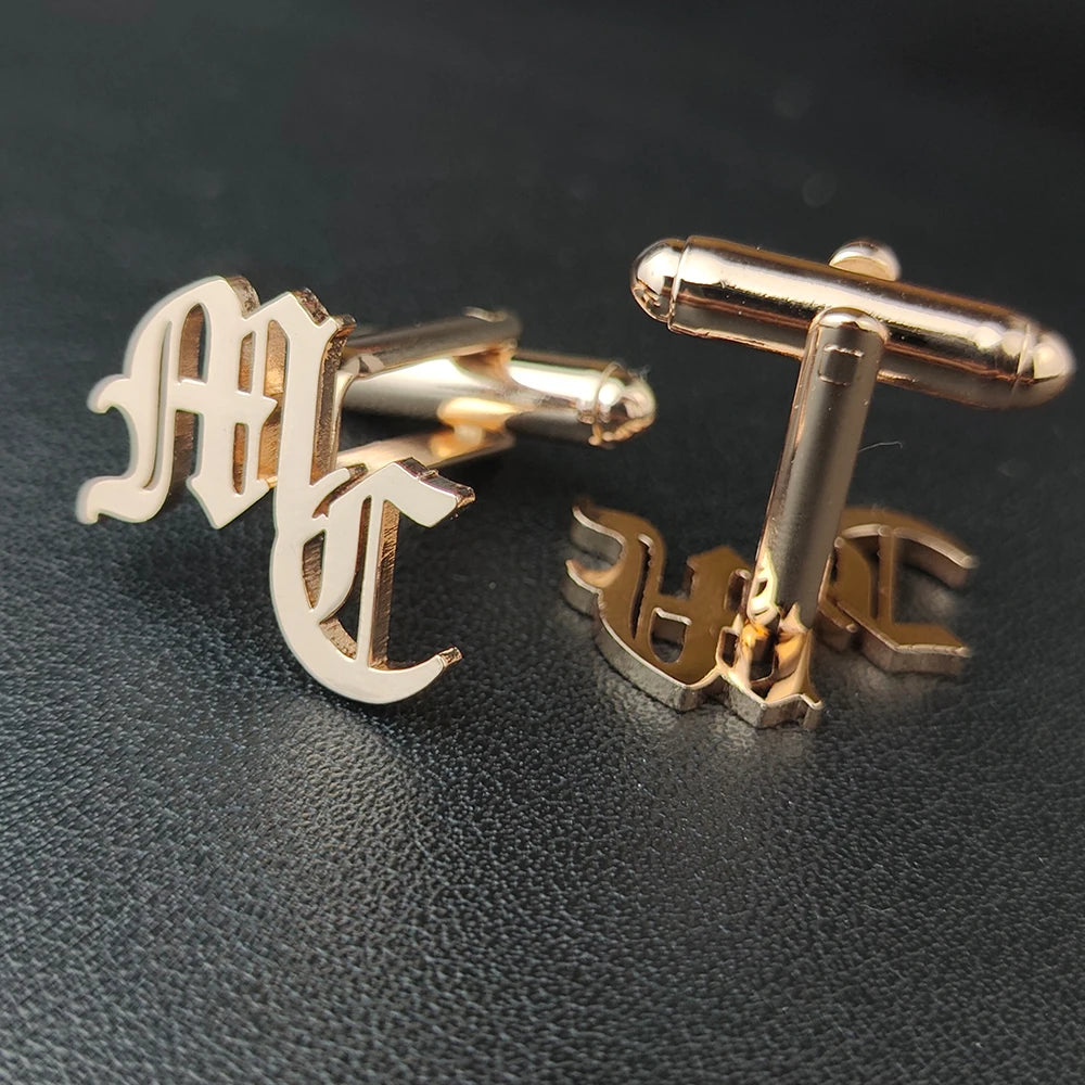 Custom Cufflinks for Groom Stainless Steel Men's Initials Cufflinks Personalized Wedding Best Man Jewelry Gift groomsmen gifts