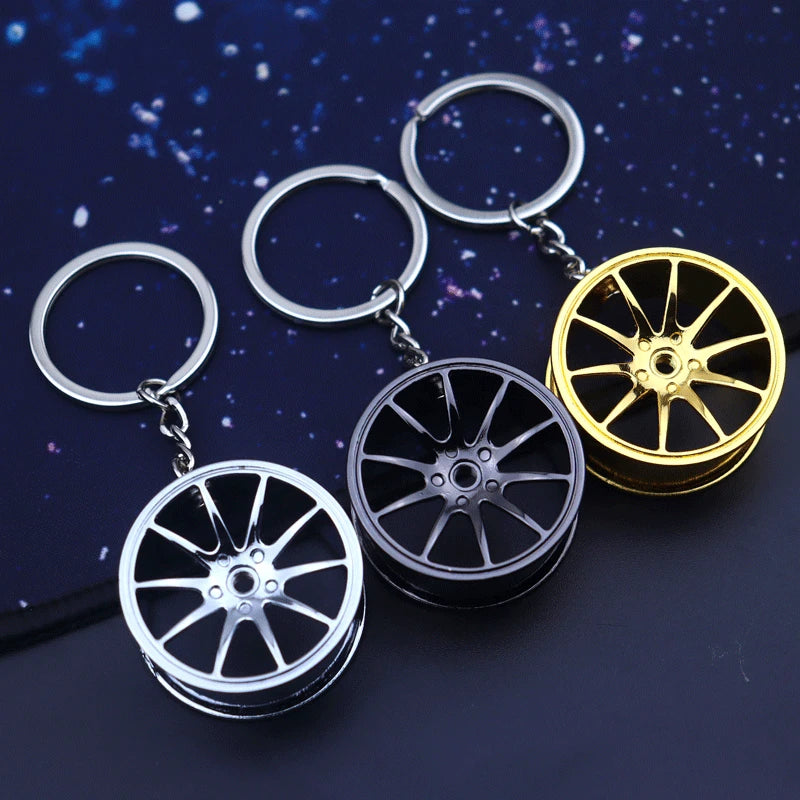 Creative Metal Car Accessories Keychain Zinc Alloy Turbo Gearbox Hub Brake Disc Pendant KeyRing for Men's Dad Birthday Gift