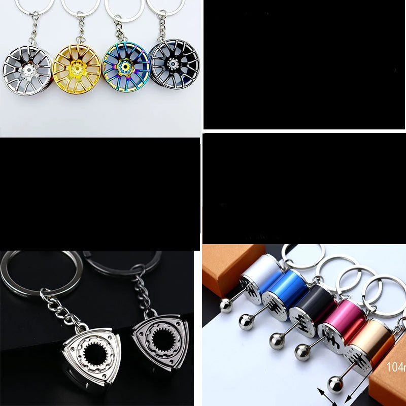 Creative Metal Car Accessories Keychain Zinc Alloy Turbo Gearbox Hub Brake Disc Pendant KeyRing for Men's Dad Birthday Gift