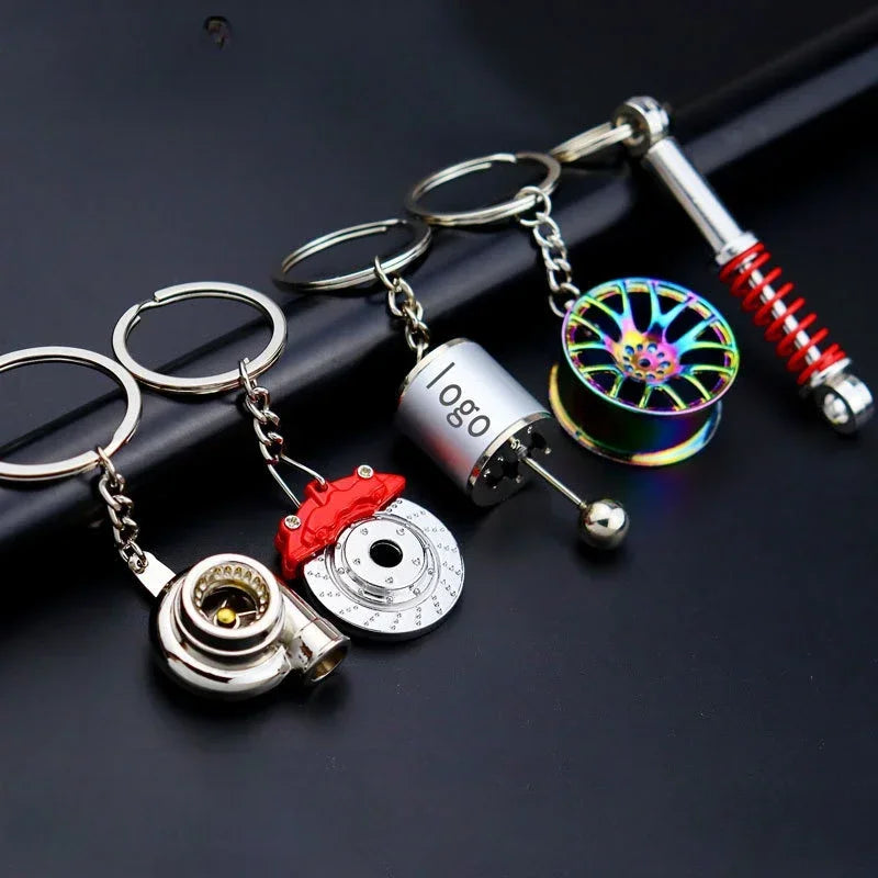 Creative Metal Car Accessories Keychain Zinc Alloy Turbo Gearbox Hub Brake Disc Pendant KeyRing for Men's Dad Birthday Gift