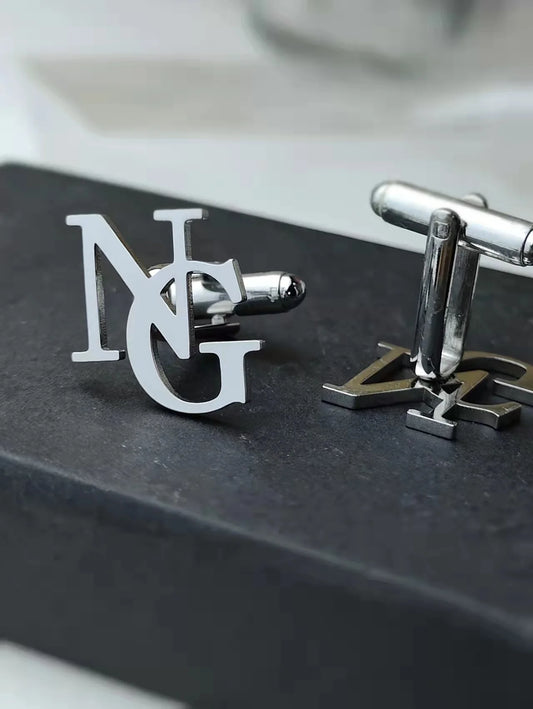 Custom Cufflinks for Groom Stainless Steel Men's Initials Cufflinks Personalized Wedding Best Man Jewelry Gift groomsmen gifts