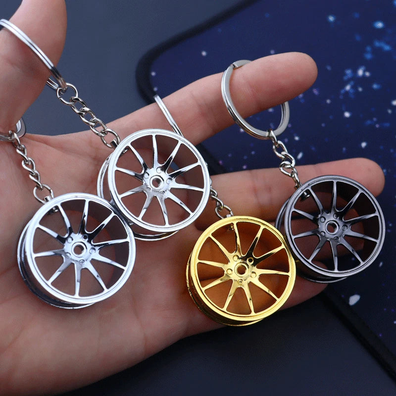 Creative Metal Car Accessories Keychain Zinc Alloy Turbo Gearbox Hub Brake Disc Pendant KeyRing for Men's Dad Birthday Gift