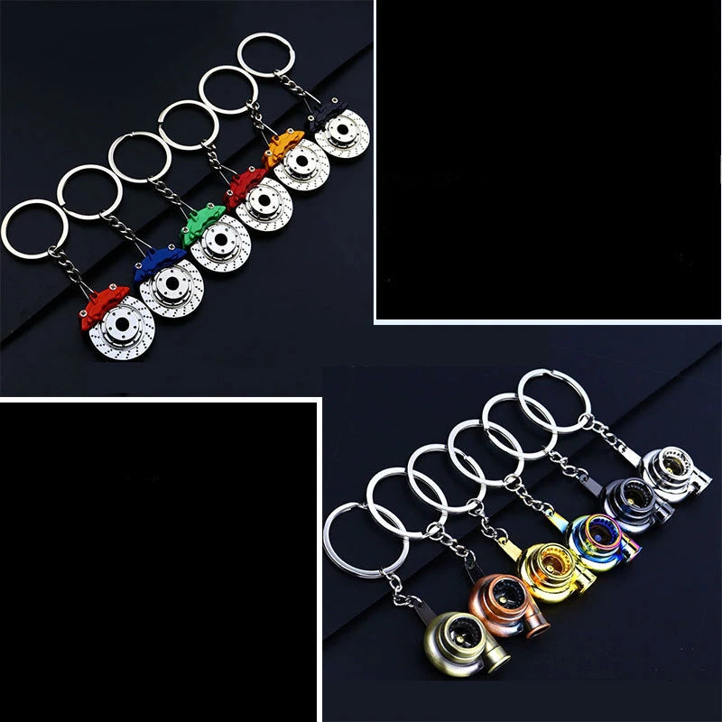 Creative Metal Car Accessories Keychain Zinc Alloy Turbo Gearbox Hub Brake Disc Pendant KeyRing for Men's Dad Birthday Gift